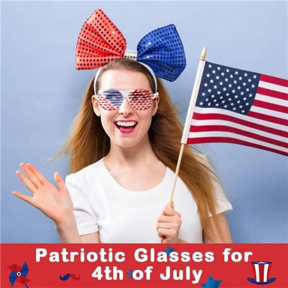 Memorial Day 4th of July Shutter  Glasses 12 Pack, Red White & Blue American